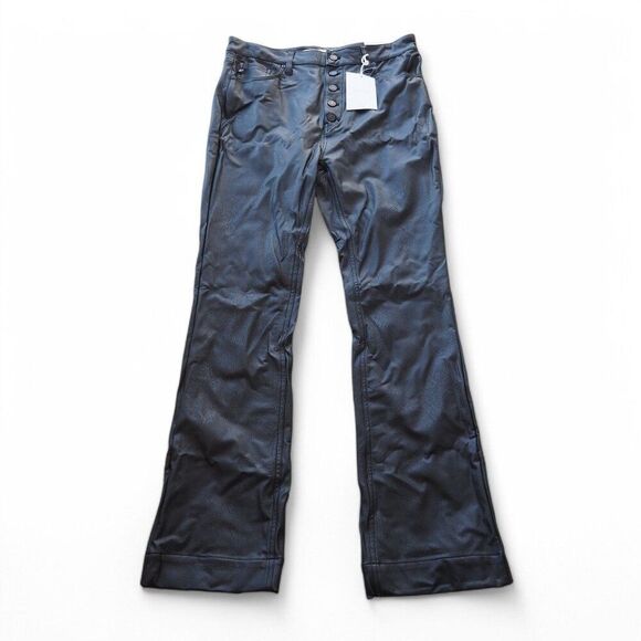 KanCan Vegan Leather Button Fly Boot Cut Pants Black Women's 13/30 - Picture 1 of 10